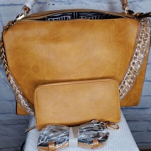 Elegant Tan Women's Laptop Bag Set